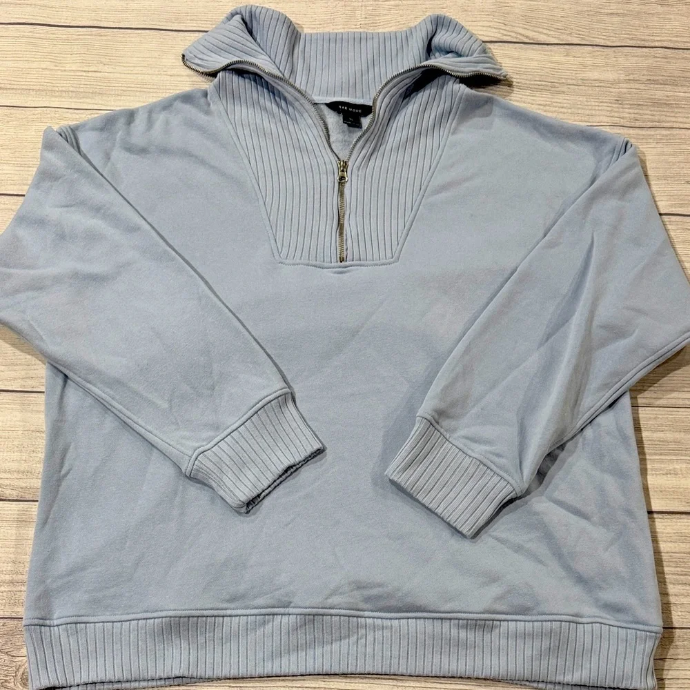 Rae Mode Women's Light Blue Quarter-Zip Sweatshirt